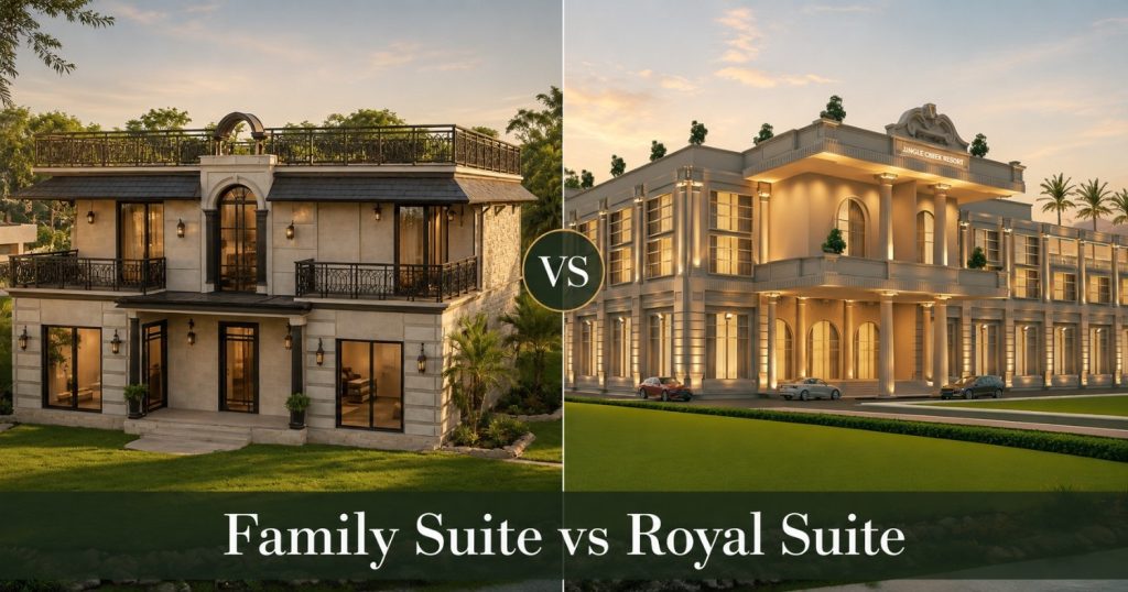 Royal Suite Jungle Creek private duplex villa with lawn near Jim Corbett National Park